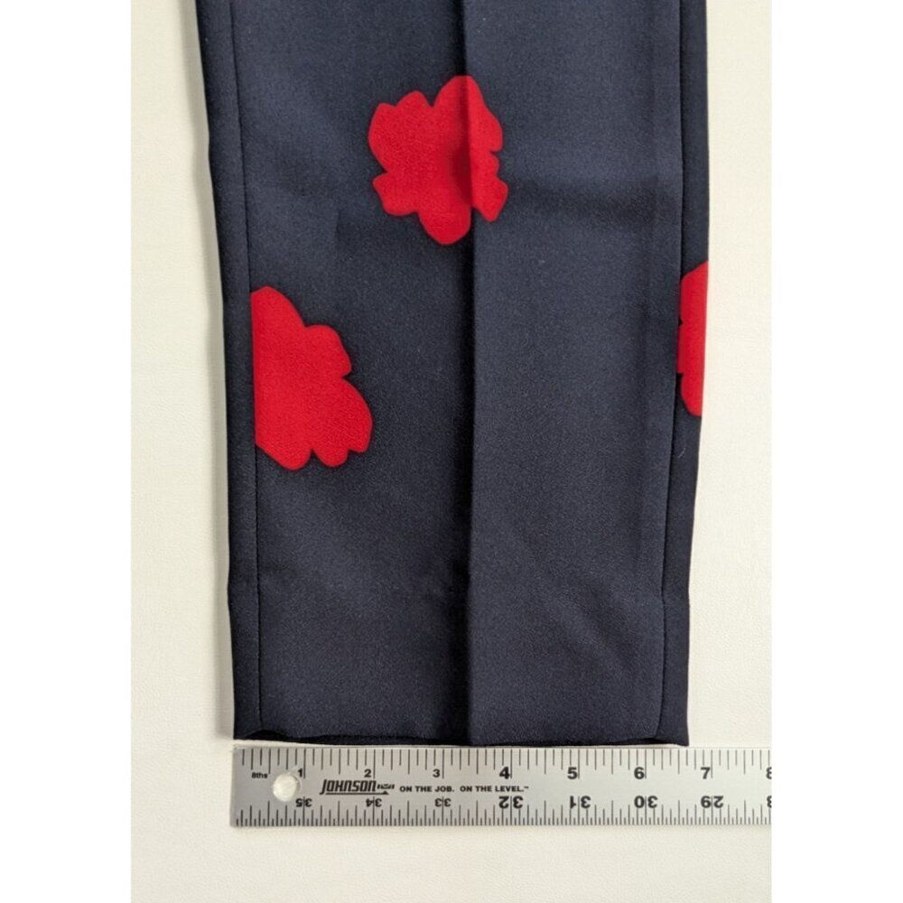 Banana Republic Cropped Navy Pant With Red Flowers Avery Fit Size 4 - Picture 10 of 11